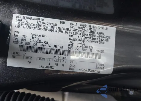 2015 Ford Focus Se z USA, uszkodzony, nr VIN 1FADP3F29FL382968